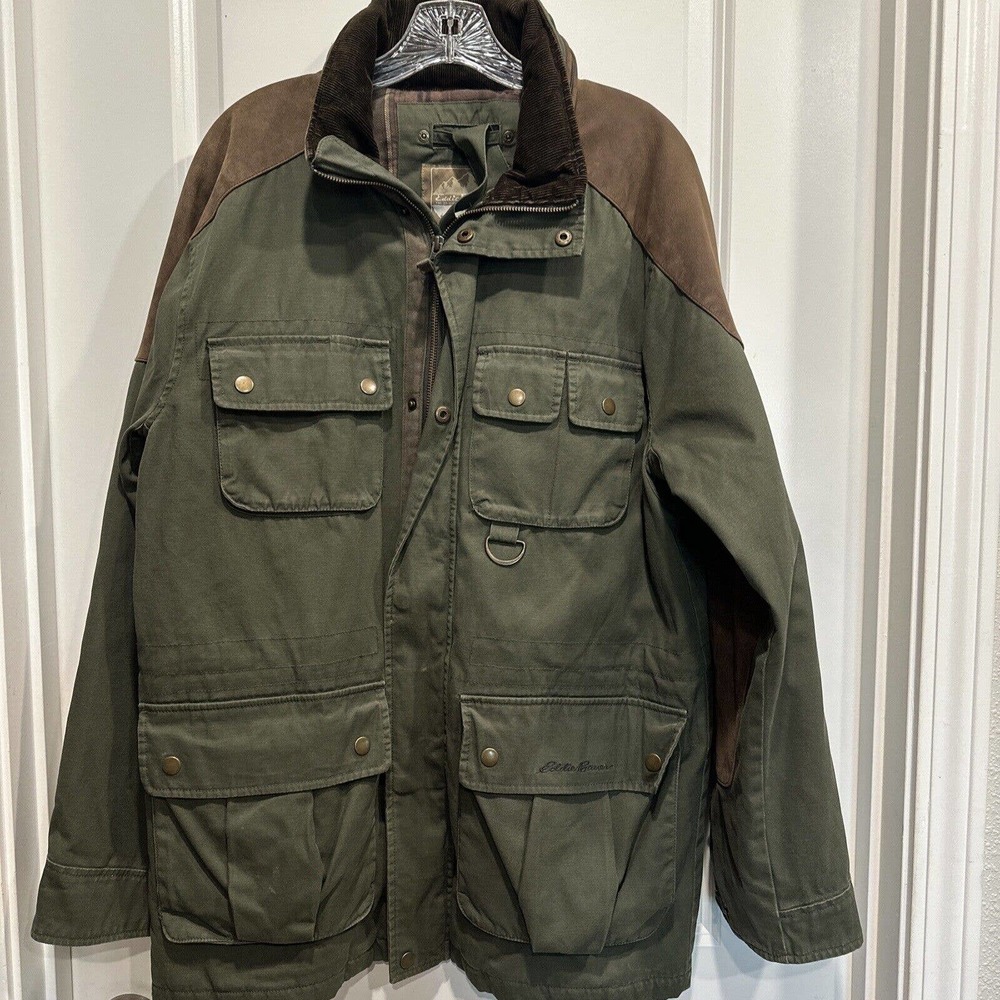 Vintage Eddie Bauer Chore Barn Coat Field Jacket Brown Men Small Corduroy Collar